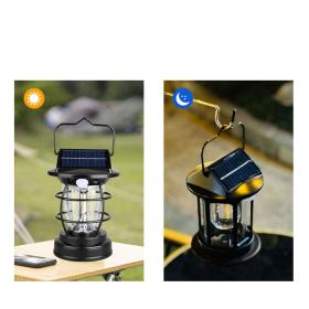 Lanterne de camping rechargeable, lampe de camping portable, 2 panneaux solaires 2,200 