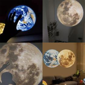 Lampe de lune projecteur veilleuse 360° lumière de projection de lune éclairage de charge USB